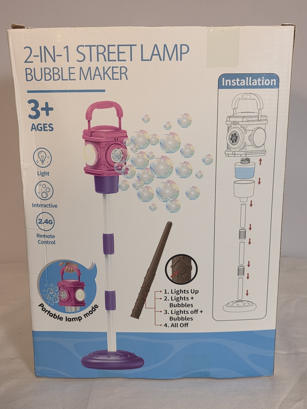 Bubble Machine for Kids, Remote Control Street Lamp Bubble Machine with Lights,